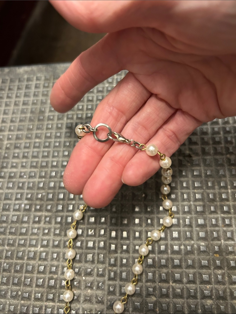 Authentic Designer Charm from a Zipper Pull on a Repurposed, Faux Pearl Chain - Picture 7 of 16